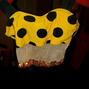 Yellow and black poco dot one pcs body suit